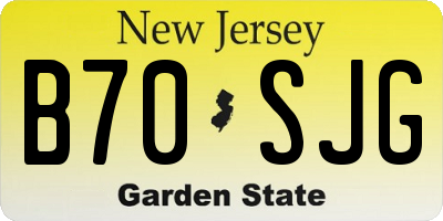 NJ license plate B70SJG