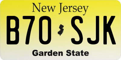 NJ license plate B70SJK