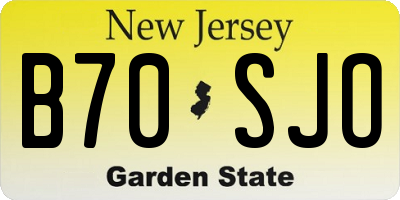 NJ license plate B70SJO