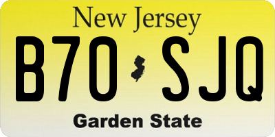 NJ license plate B70SJQ