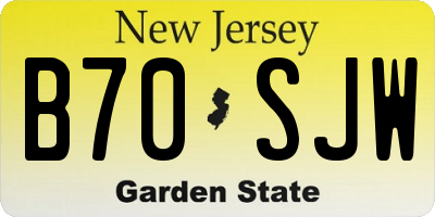 NJ license plate B70SJW
