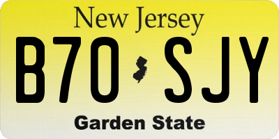NJ license plate B70SJY