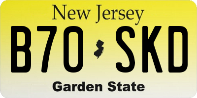 NJ license plate B70SKD