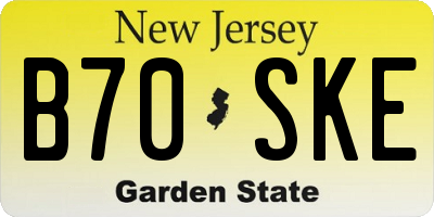 NJ license plate B70SKE