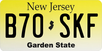 NJ license plate B70SKF