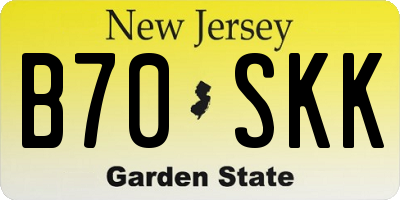 NJ license plate B70SKK