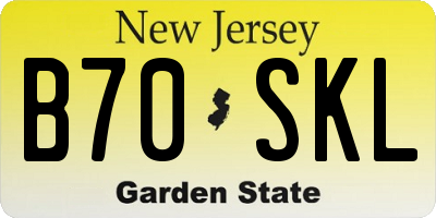 NJ license plate B70SKL