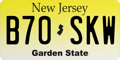 NJ license plate B70SKW