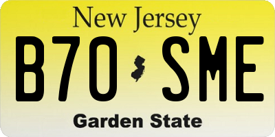NJ license plate B70SME