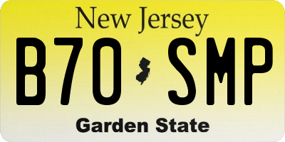 NJ license plate B70SMP