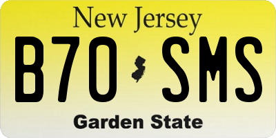 NJ license plate B70SMS