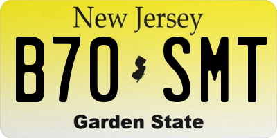 NJ license plate B70SMT