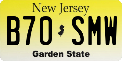 NJ license plate B70SMW