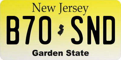 NJ license plate B70SND