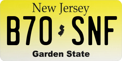 NJ license plate B70SNF