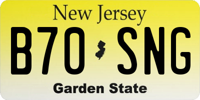 NJ license plate B70SNG