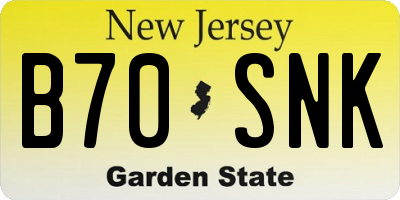NJ license plate B70SNK