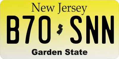 NJ license plate B70SNN
