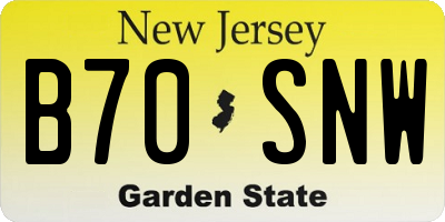 NJ license plate B70SNW