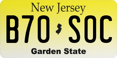 NJ license plate B70SOC