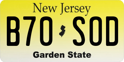 NJ license plate B70SOD