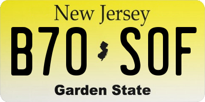 NJ license plate B70SOF