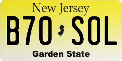 NJ license plate B70SOL