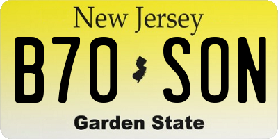 NJ license plate B70SON