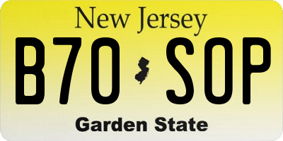 NJ license plate B70SOP
