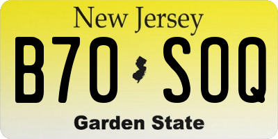 NJ license plate B70SOQ