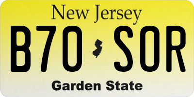 NJ license plate B70SOR