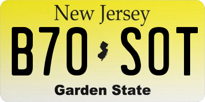 NJ license plate B70SOT