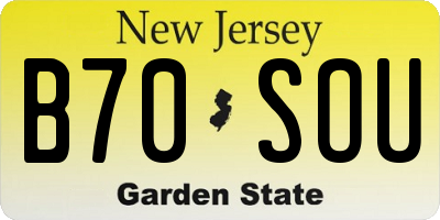 NJ license plate B70SOU