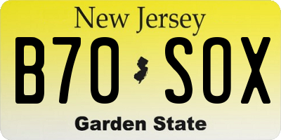 NJ license plate B70SOX