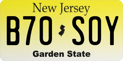 NJ license plate B70SOY