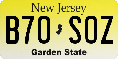 NJ license plate B70SOZ