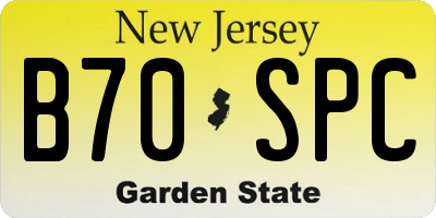 NJ license plate B70SPC