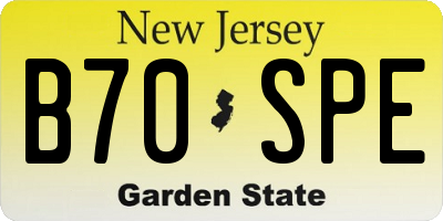 NJ license plate B70SPE