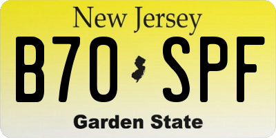 NJ license plate B70SPF