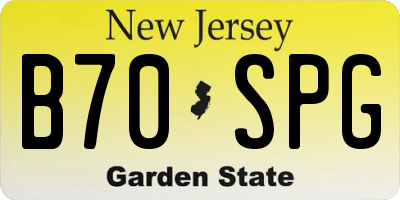 NJ license plate B70SPG