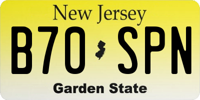 NJ license plate B70SPN