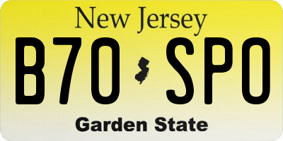 NJ license plate B70SPO