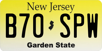 NJ license plate B70SPW