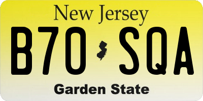 NJ license plate B70SQA
