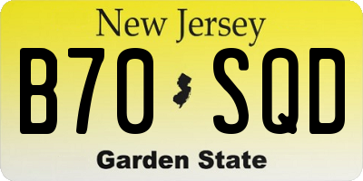 NJ license plate B70SQD
