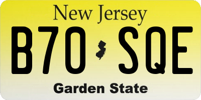 NJ license plate B70SQE