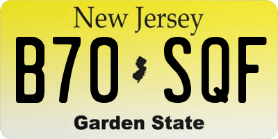 NJ license plate B70SQF