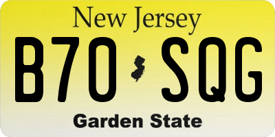 NJ license plate B70SQG