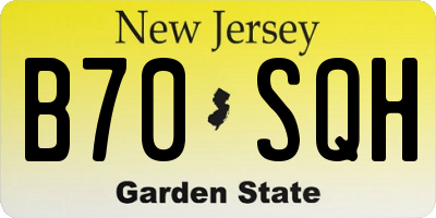 NJ license plate B70SQH