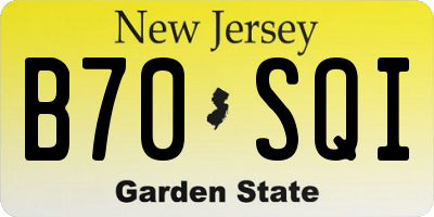 NJ license plate B70SQI
